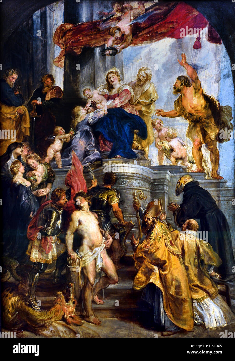 Madonna in trono con Bambino e Santi 1627 da Peter Paul Rubens (1577-1640) belga fiamminga del Belgio Foto Stock