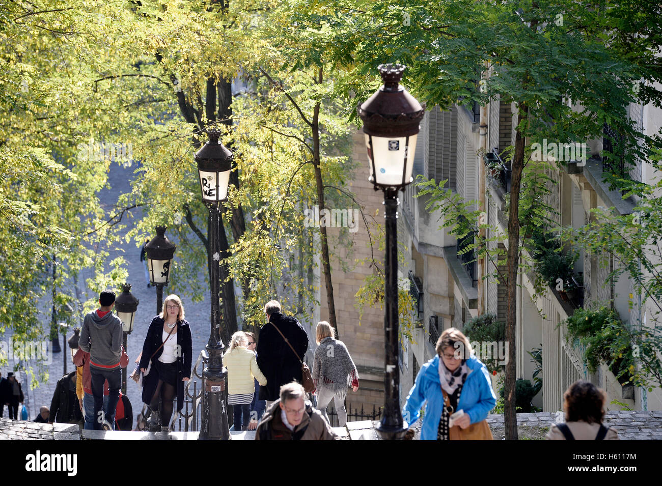 Scalinata di Montmartre, Parigi, Francia Foto Stock