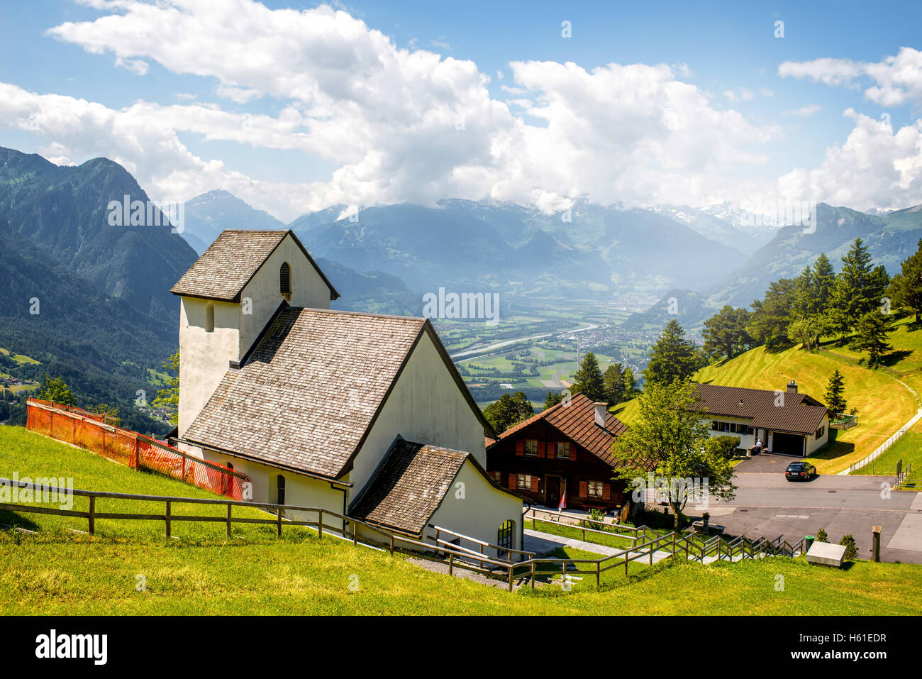 Vista del paesaggio in Liechtenstein Foto Stock