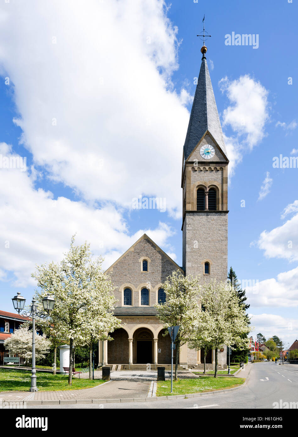 Protestanti Chiesa di Cristo, ad Hassfurt, bassa Franconia, Baviera, Germania Foto Stock