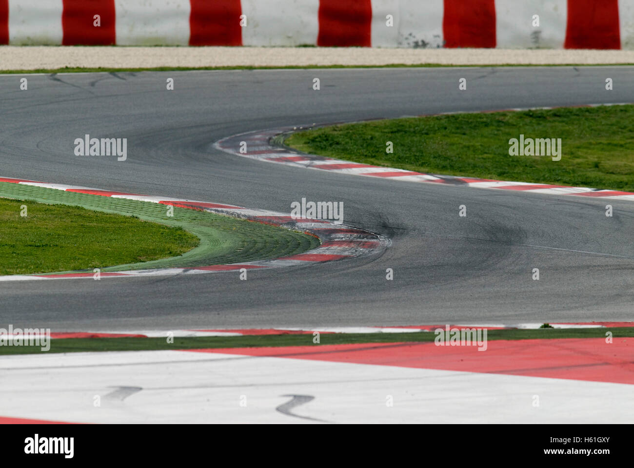 Motorsports, s-curve sul Circuito de Catalunya race track a Barcellona, Spagna, Europa Foto Stock