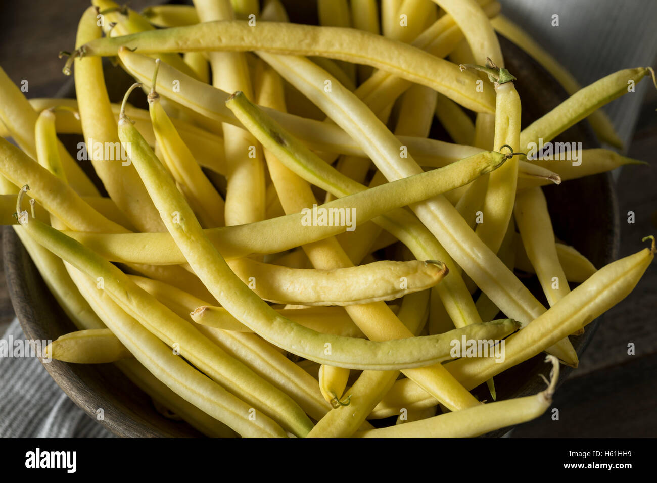 Materie organiche cera gialla fagioli pronti per cucinare Foto Stock
