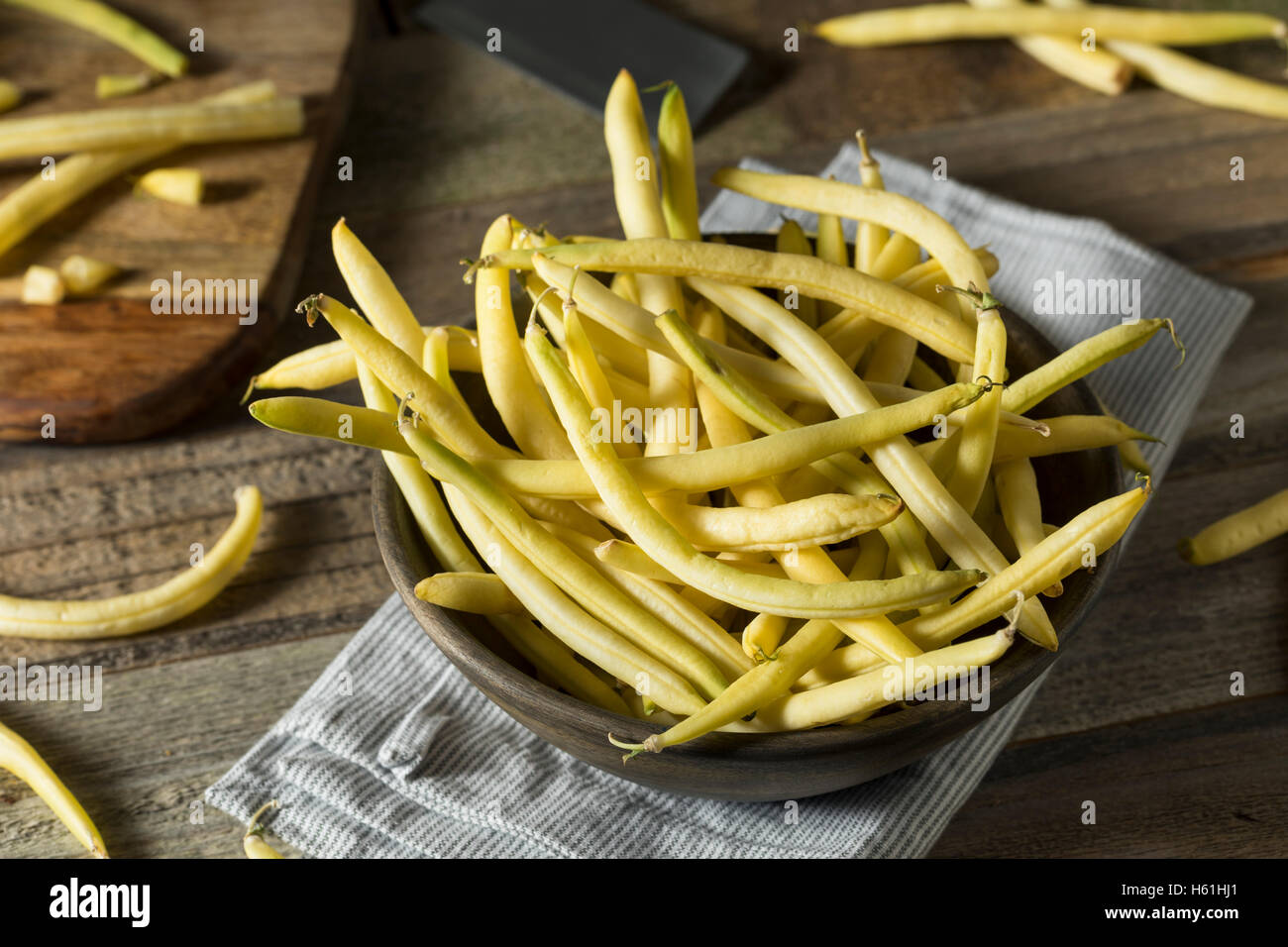 Materie organiche cera gialla fagioli pronti per cucinare Foto Stock