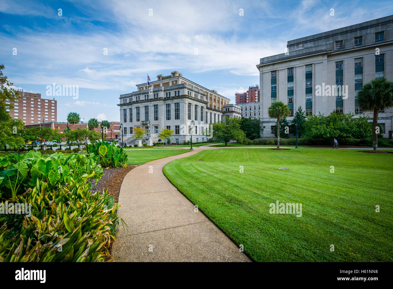 Edifici e la passerella presso il Campidoglio a Columbia nella Carolina del Sud. Foto Stock