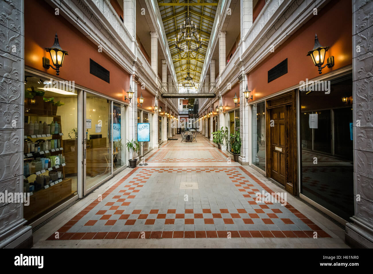 Corridoio nella Galleria Mall, a Columbia nella Carolina del Sud. Foto Stock