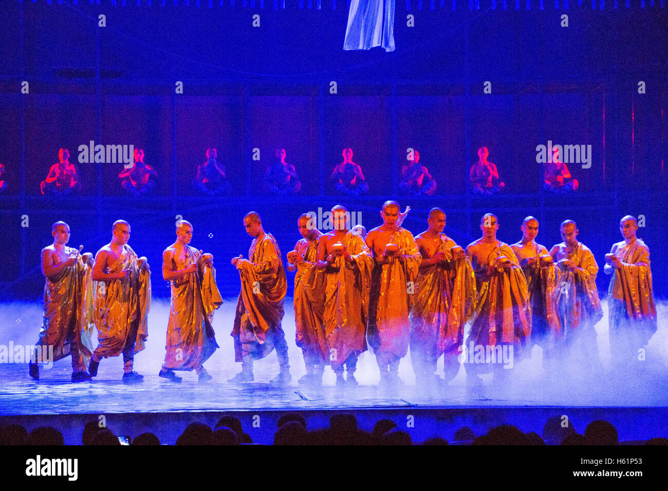 La Leggenda del Kung Fu, performance al Teatro Rosso di Pechino. Storia meravigliosa sul palco. In Cina. Foto Stock