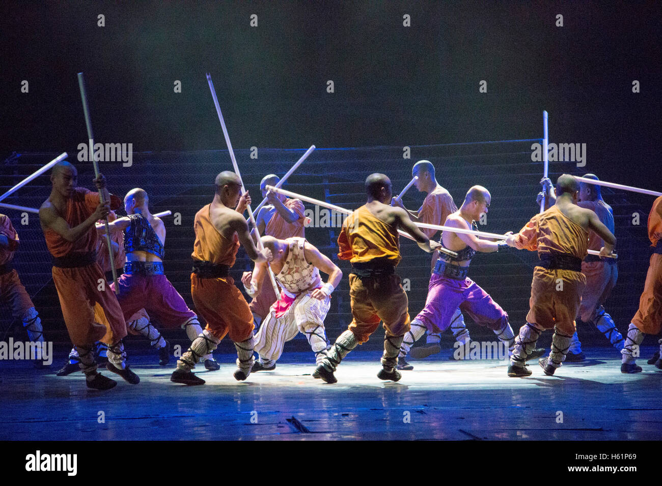 La Leggenda del Kung Fu, performance al Teatro Rosso di Pechino. Storia meravigliosa sul palco. In Cina. Foto Stock