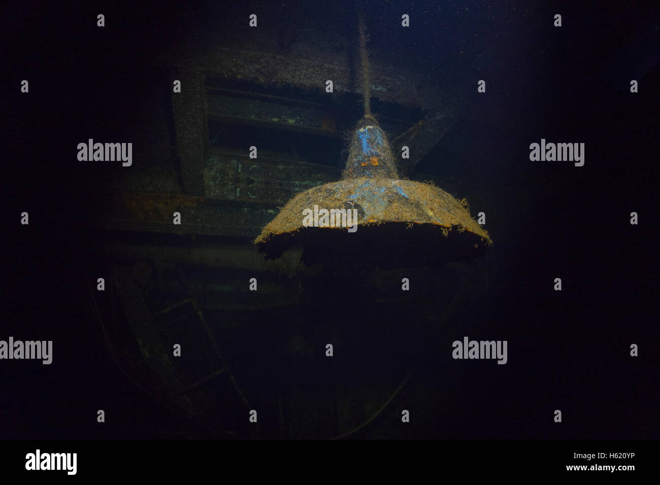 Lampada di un subacqueo relitto della nave, Malta, Mare Mediterraneo. Foto Stock