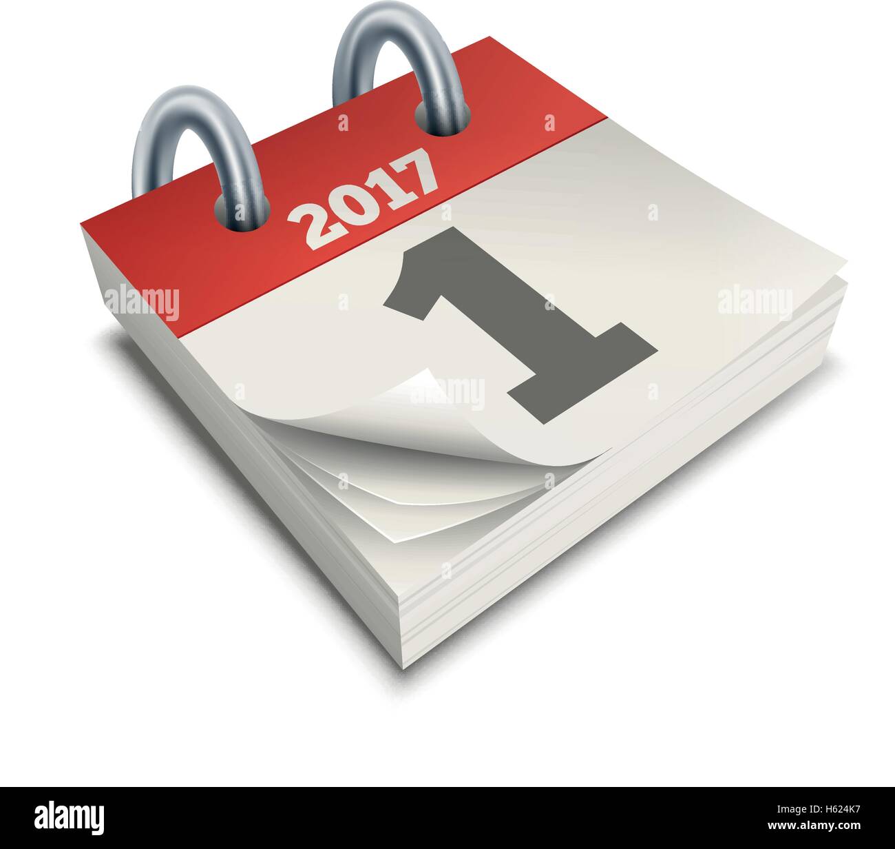 Illustrazione Vettoriale di calendario. Primo giorno dell'anno 2017. Pagina 2017 gennaio 1. Gli elementi sono stratificati separatamente in file vettoriale Illustrazione Vettoriale