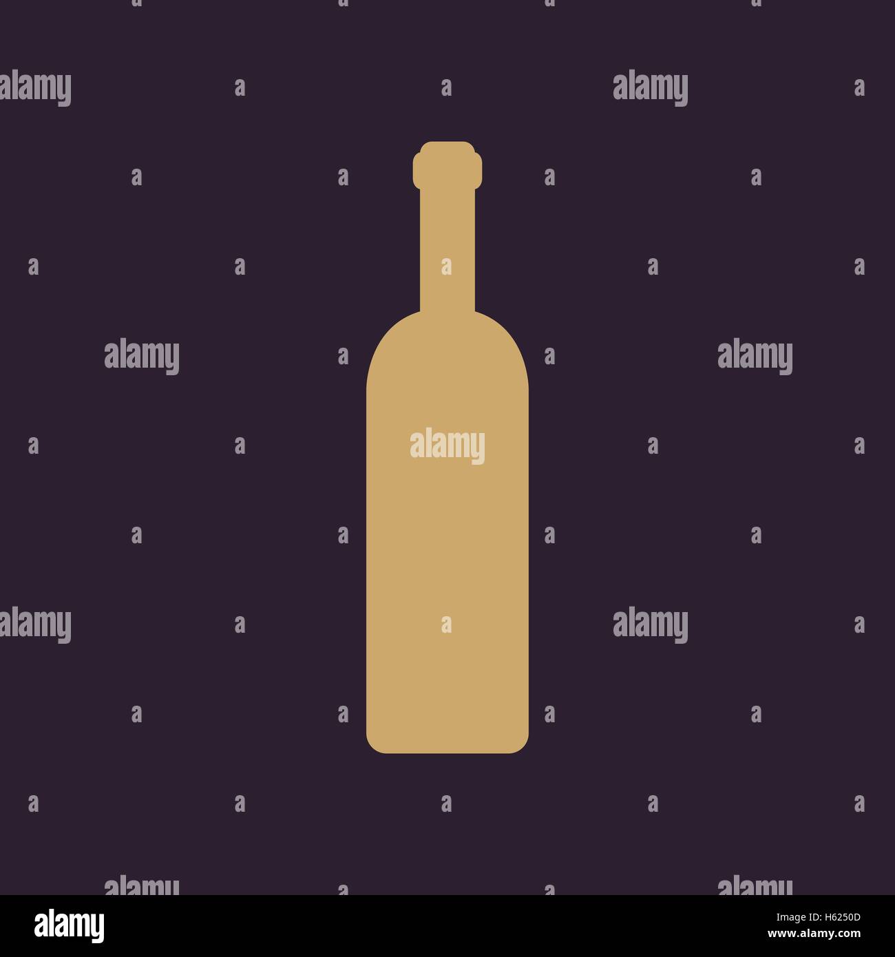 La bottiglia di vino e la relativa icona. Simbolo della bottiglia. Appartamento Illustrazione Vettoriale