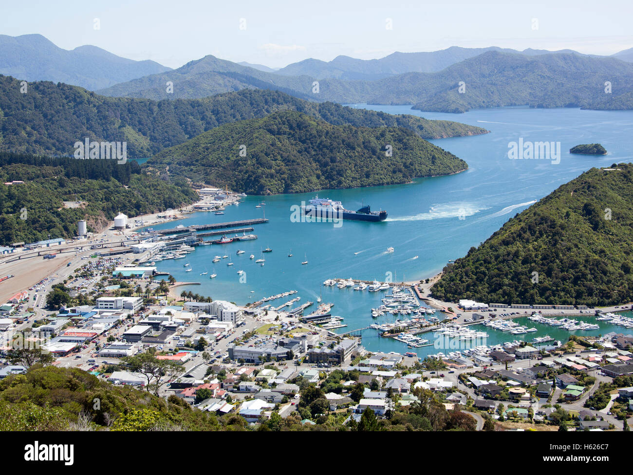 La vista di Picton resort downtown (Nuova Zelanda). Foto Stock