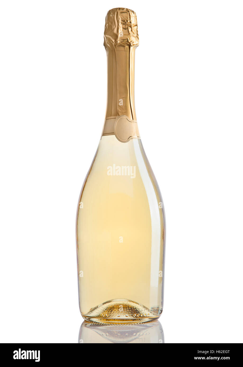 Bottiglia di champagne di colore giallo oro su sfondo bianco Foto stock -  Alamy