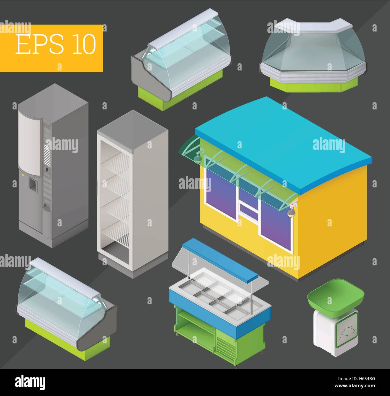 Le attrezzature di tipo commerciale isometrica illustrazione vettoriale Illustrazione Vettoriale