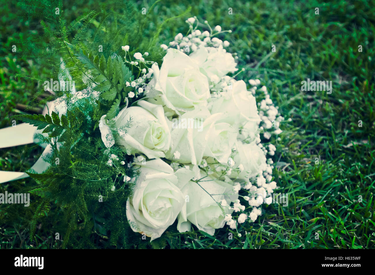 Close-Up di bianco bouquet di fiori Foto Stock