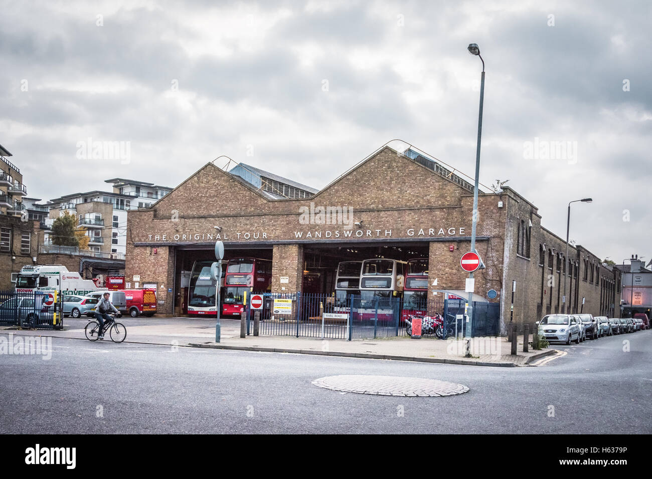 Esterno di Wandsworth Garage deposito autobus Foto Stock