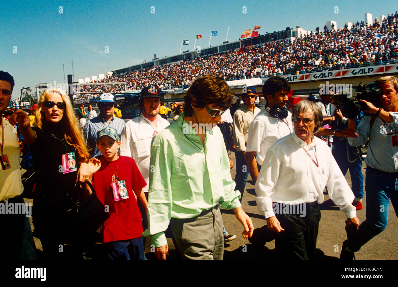 Mick Jagger Jerry Hall e Bernie Ecclestone Foto Stock