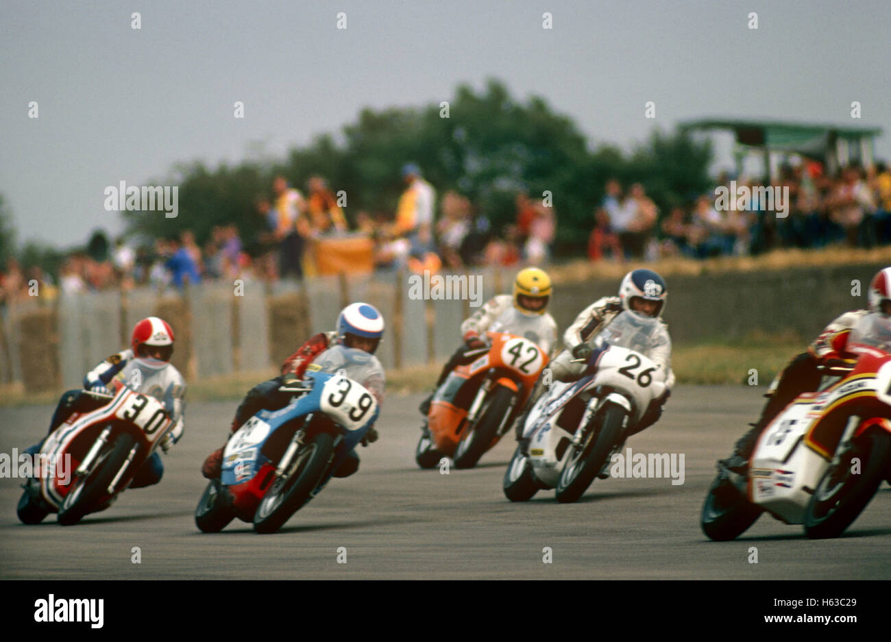 Gara di moto degli anni settanta Foto Stock