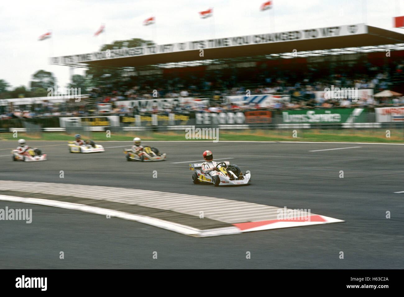 Go Kart gara a Silverstone UK degli anni settanta Foto Stock