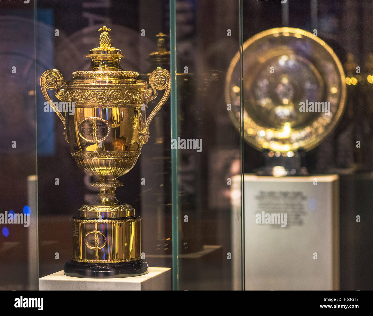 Londra, UK-Maggio 2016: Principali trofei unico nel museo di Wimbledon Foto Stock