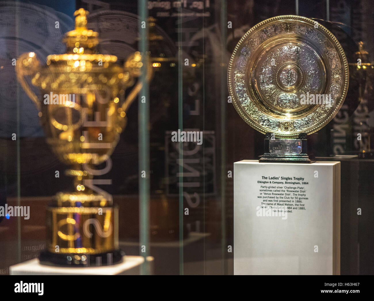 Londra, UK-Maggio 2016: Principali trofei unico nel museo di Wimbledon Foto Stock