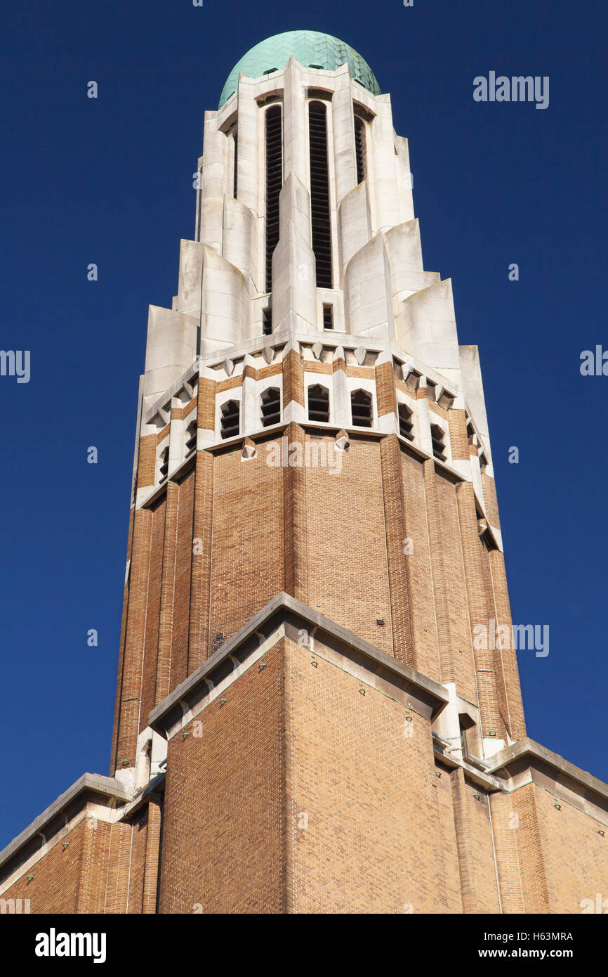 Art Deco Torre della Basilica del Sacro Cuore di Bruxelles, Belgio. Foto Stock