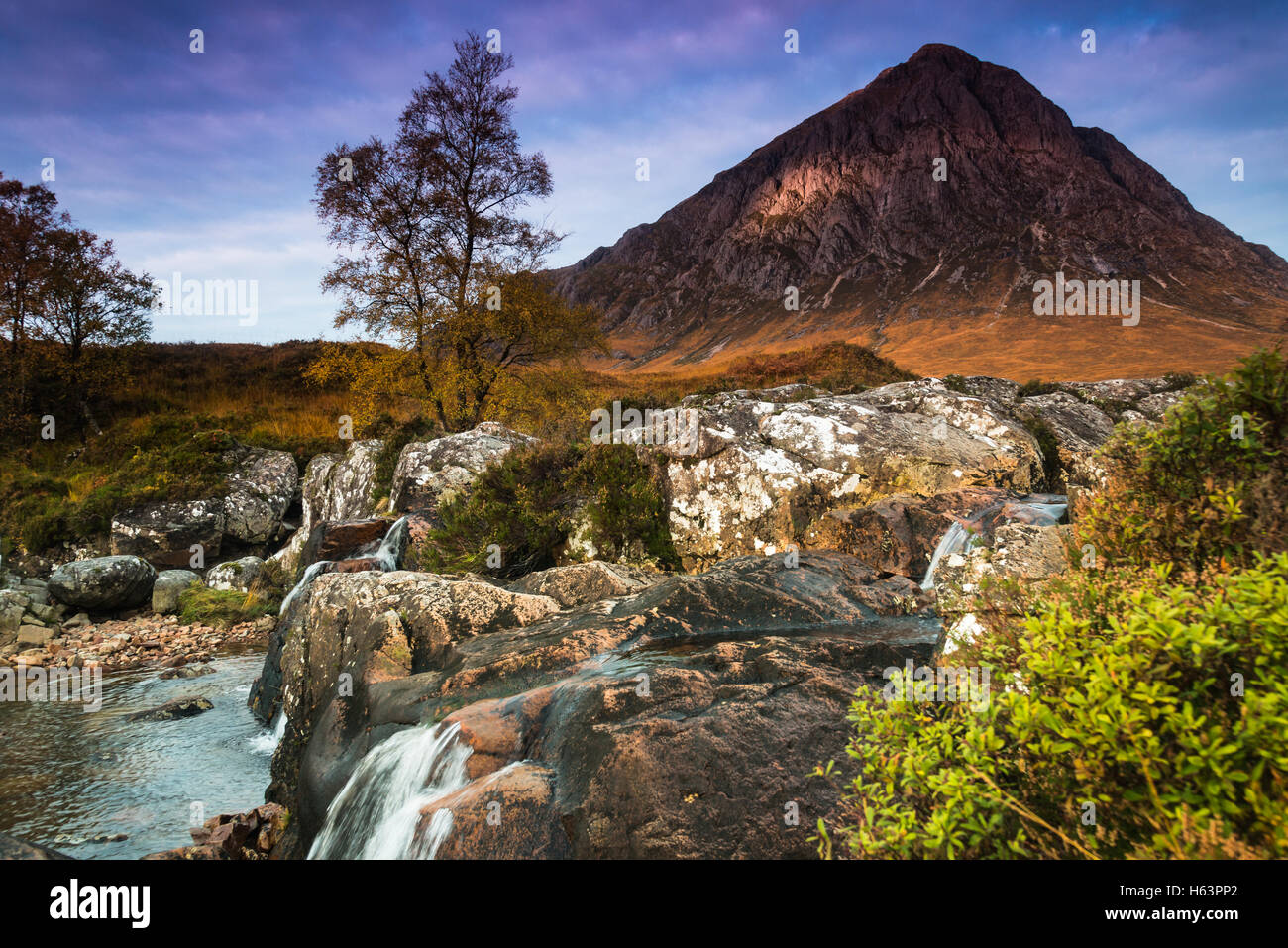 Buachaille, coe, copia spazio, copyspace, etive, Glen, Glencoe, highlands, paesaggio, paesaggi, Lochaber, mor, montagna,mountain Foto Stock