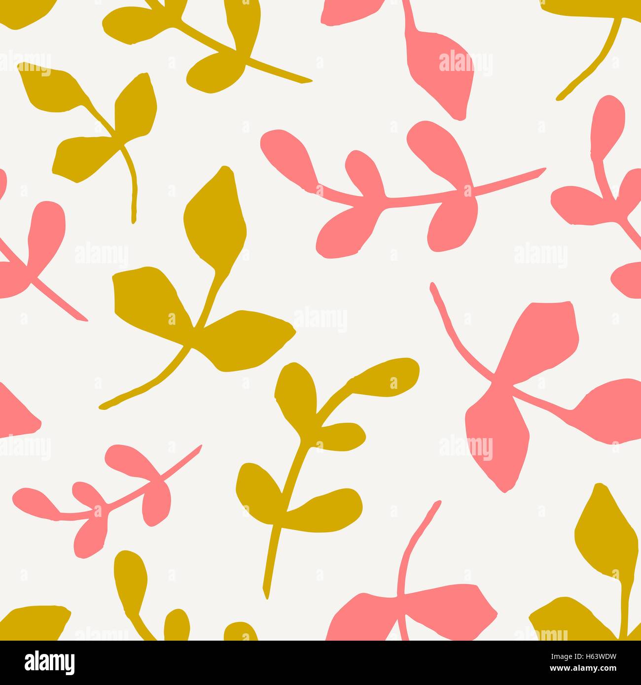 Seamless modello di ripetizione con rosa e rami di colore giallo su sfondo color crema. Illustrazione Vettoriale