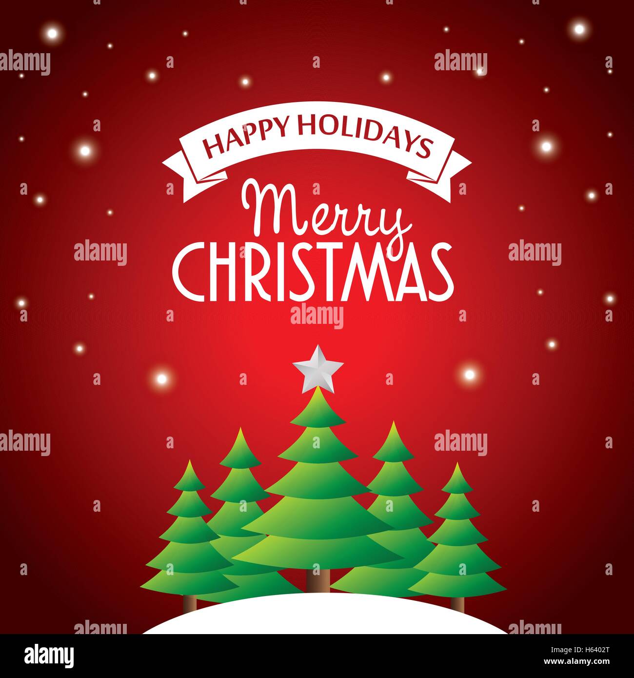 Cartolina happy holidays Merry Christmas pino luce Immagine e Vettoriale -  Alamy