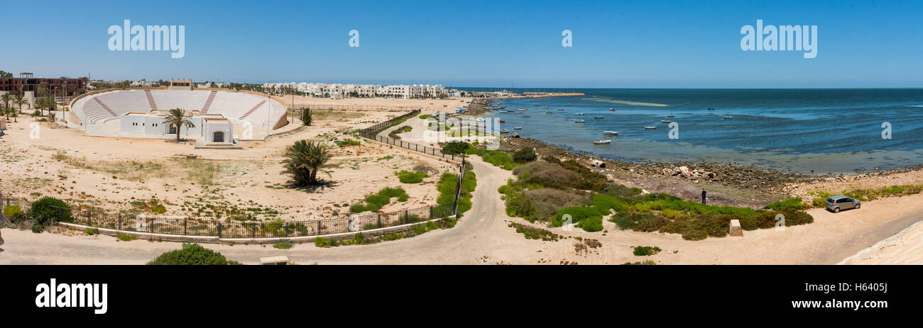 Anfiteatro a Bordj El Kebir, Houmt Souk, Medenine, Tunisia Foto Stock