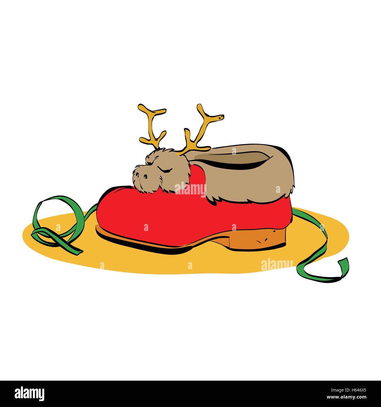 Sneaker Santa Claus pelliccia e cervi Illustrazione Vettoriale