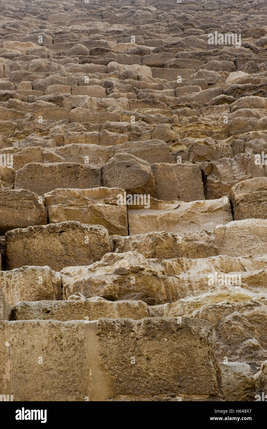 Grande Piramide di Giza, dettaglio, Egitto, Africa Foto Stock