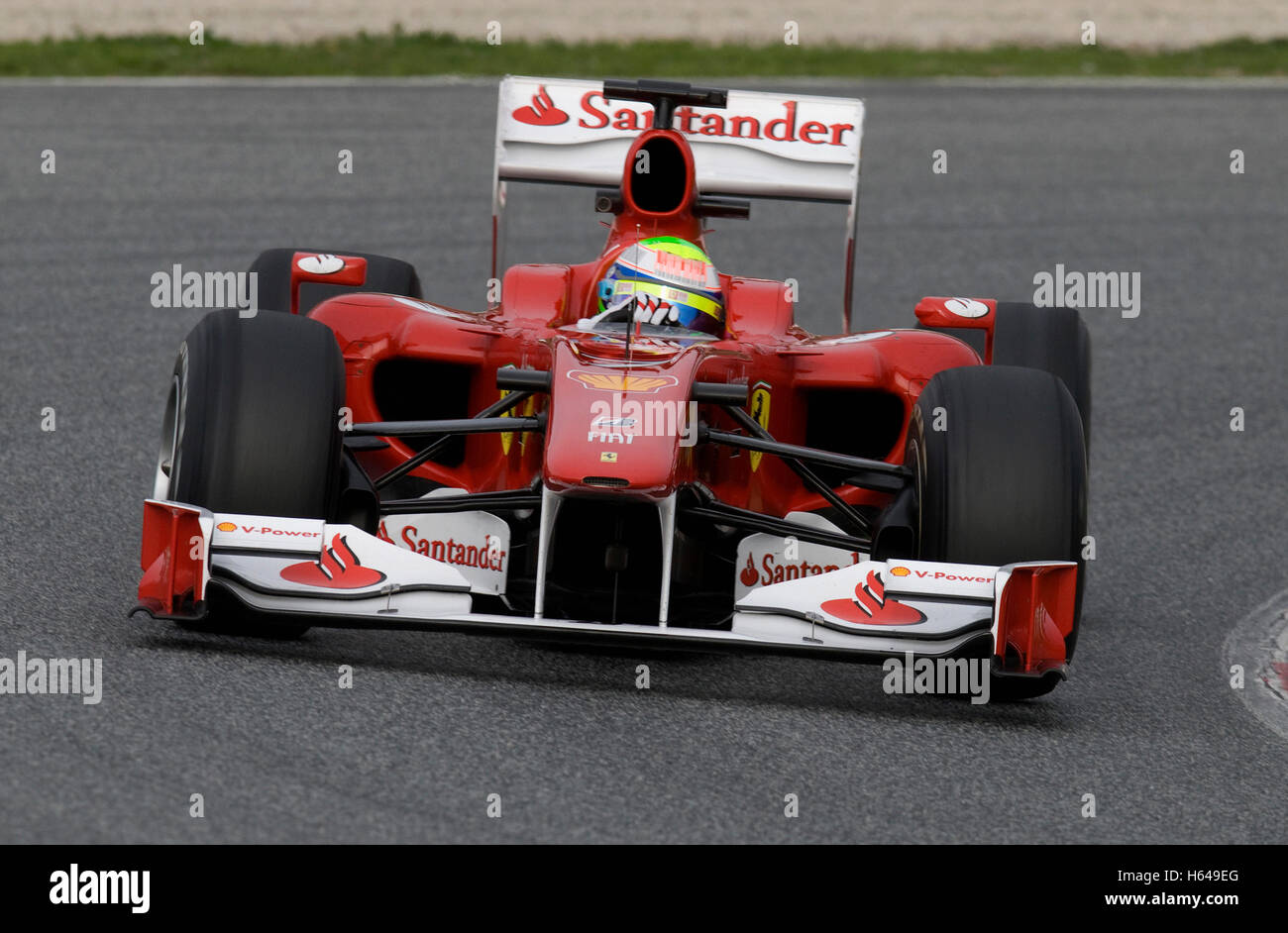 Motorsports, Felipe Massa, Brasile, in una Ferrari F10 race car, Formula 1 i test sul Circuito de Catalunya race track in Foto Stock