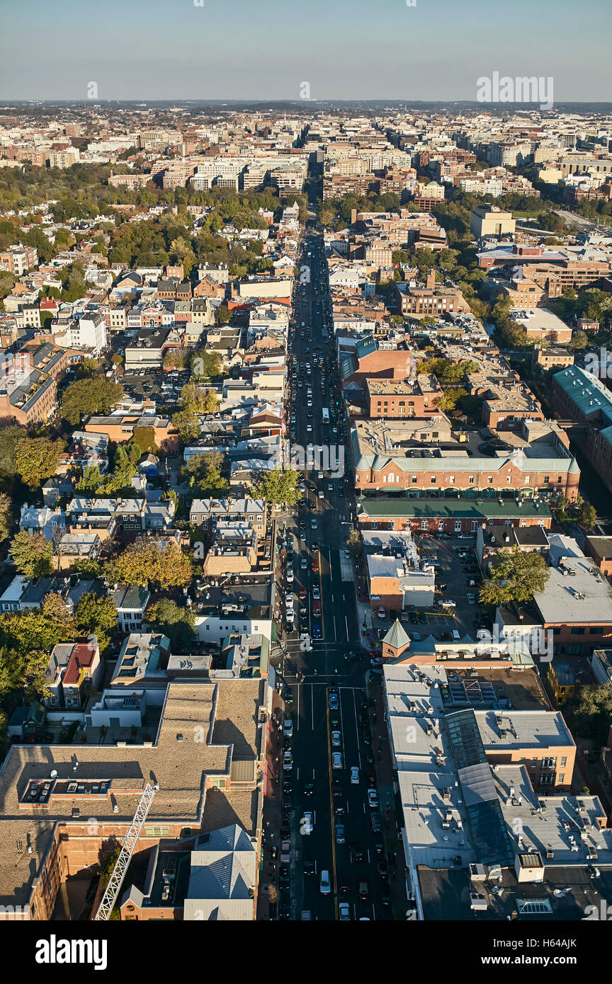 Stati Uniti d'America, Washington D.C., la fotografia aerea di M Street in Georgetown Foto Stock