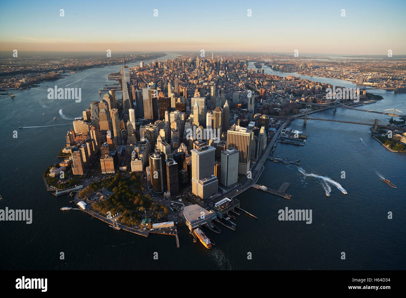 Stati Uniti d'America, New York, la fotografia aerea della città di New York e Manhattan Island Foto Stock
