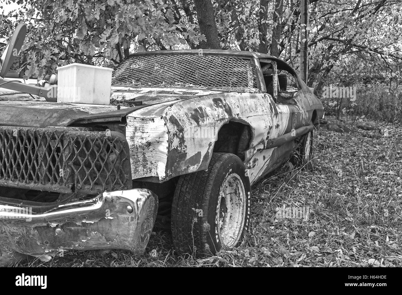 Black & White immagine di una Chevy Camaro stock auto Foto Stock