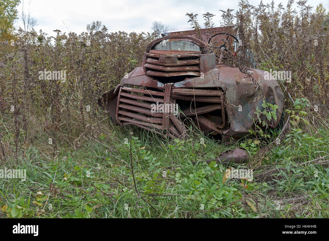 Arrugginimento corpo del vecchio carrello GMC Foto Stock