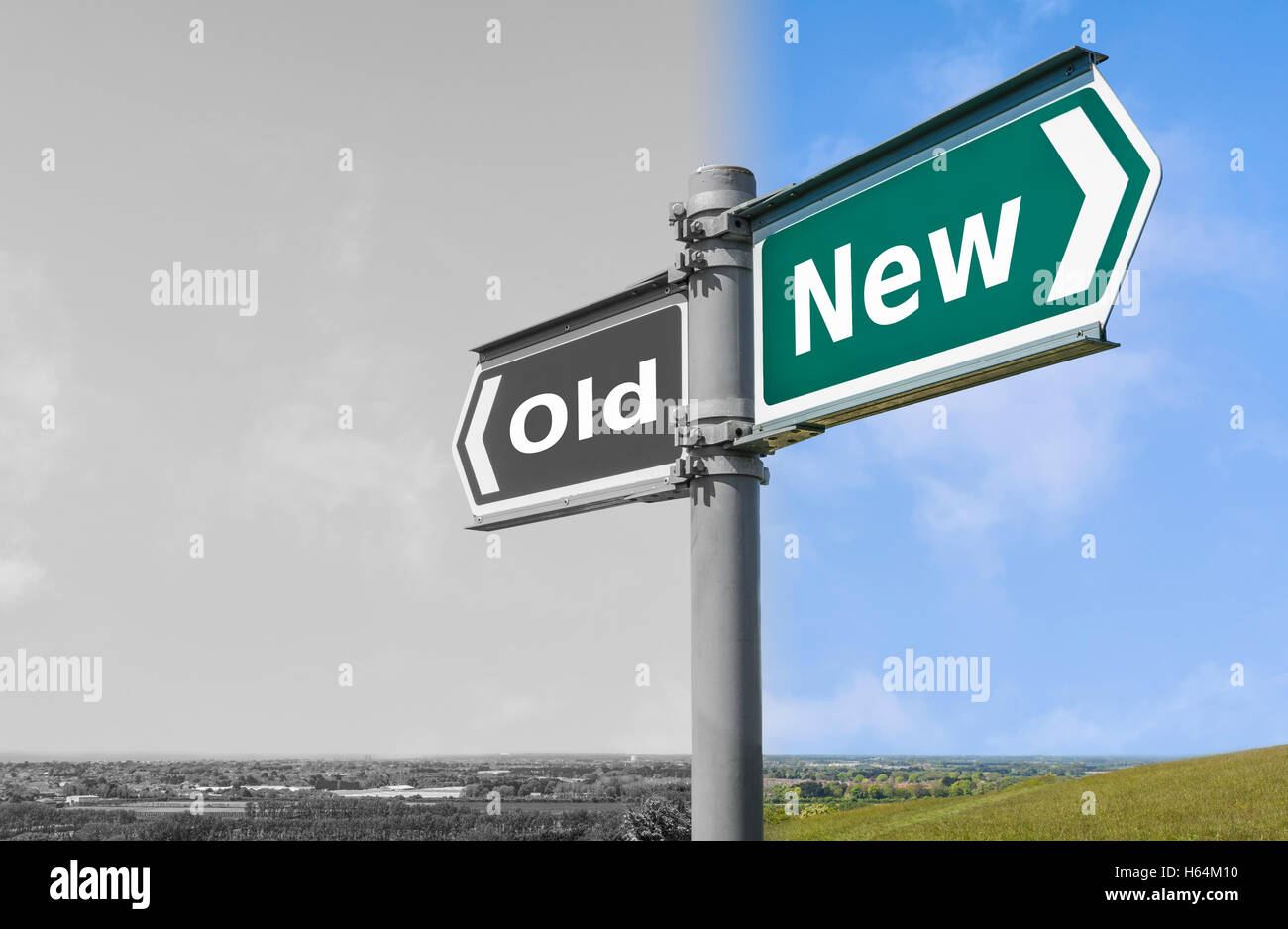 Il vecchio o il nuovo concetto di segno. Foto Stock