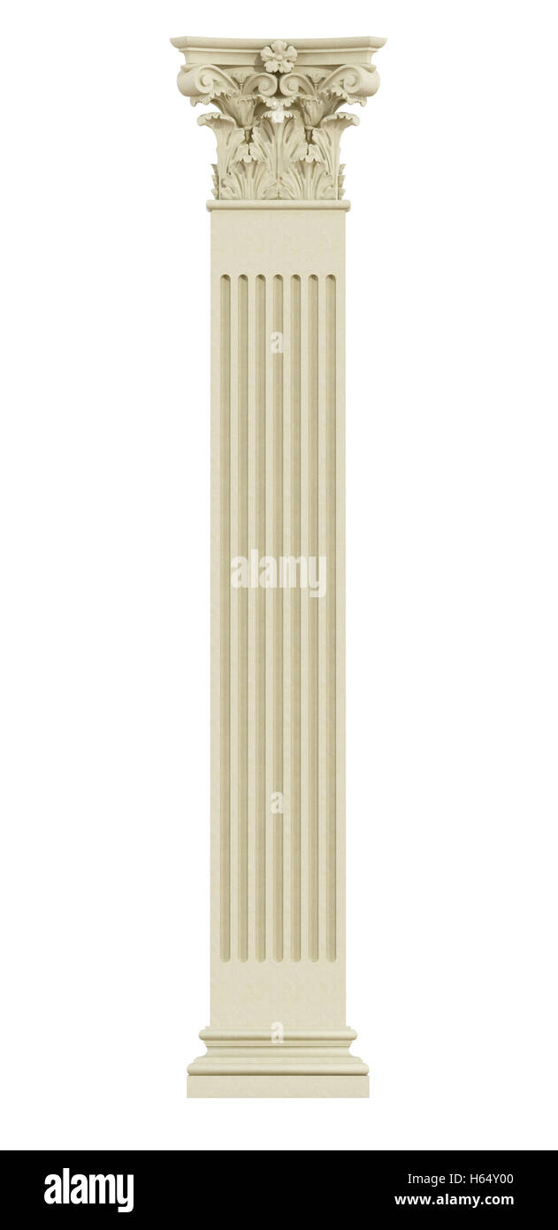 Vista frontale delle colonne corinzie isolato su bianco - 3d rendering Foto Stock