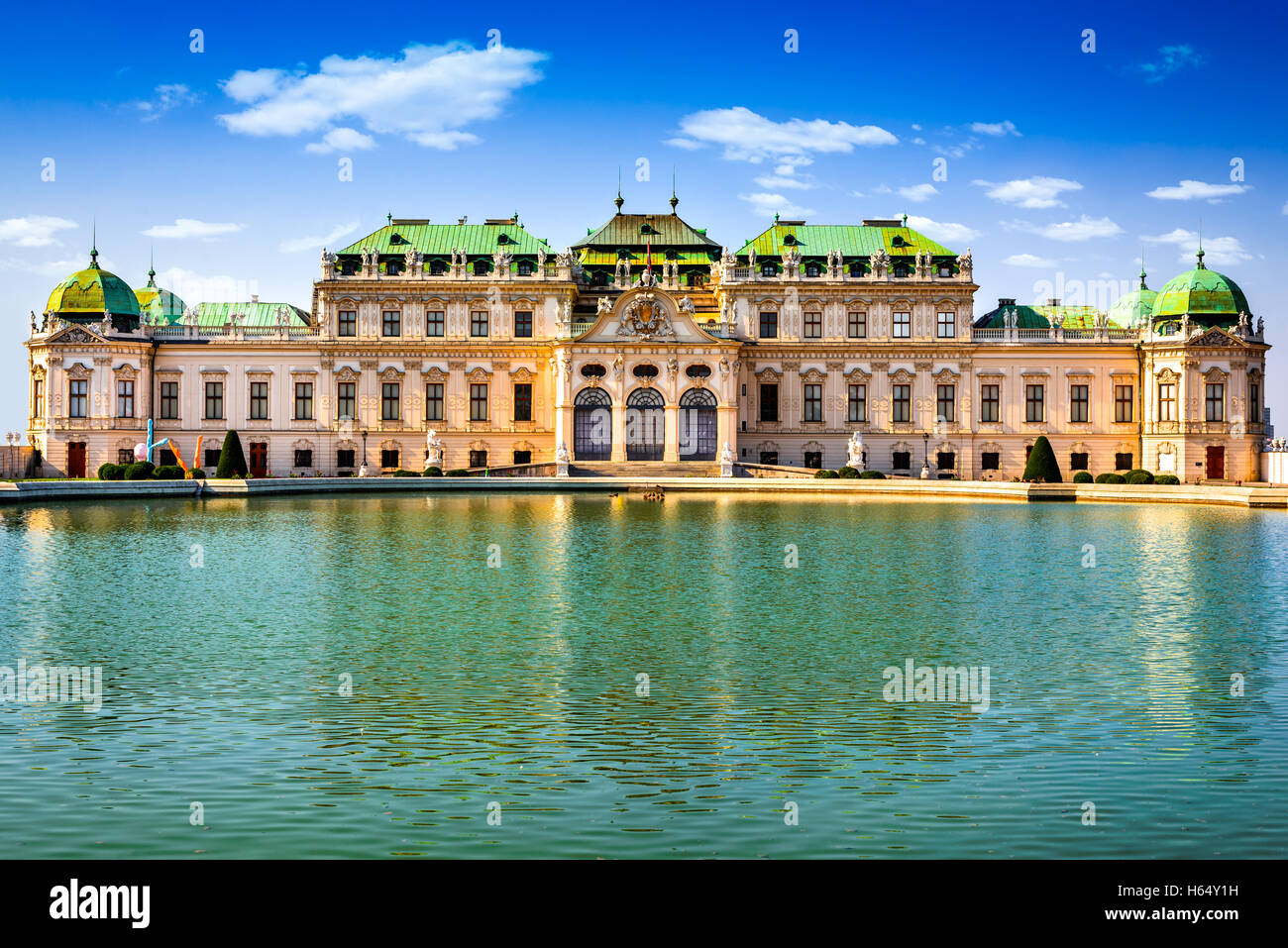 Vienna, Austria. Bellissima vista del famoso Schloss Belvedere residenza estiva per il principe Eugenio di Savoia, in Wien capitale di Habs Foto Stock