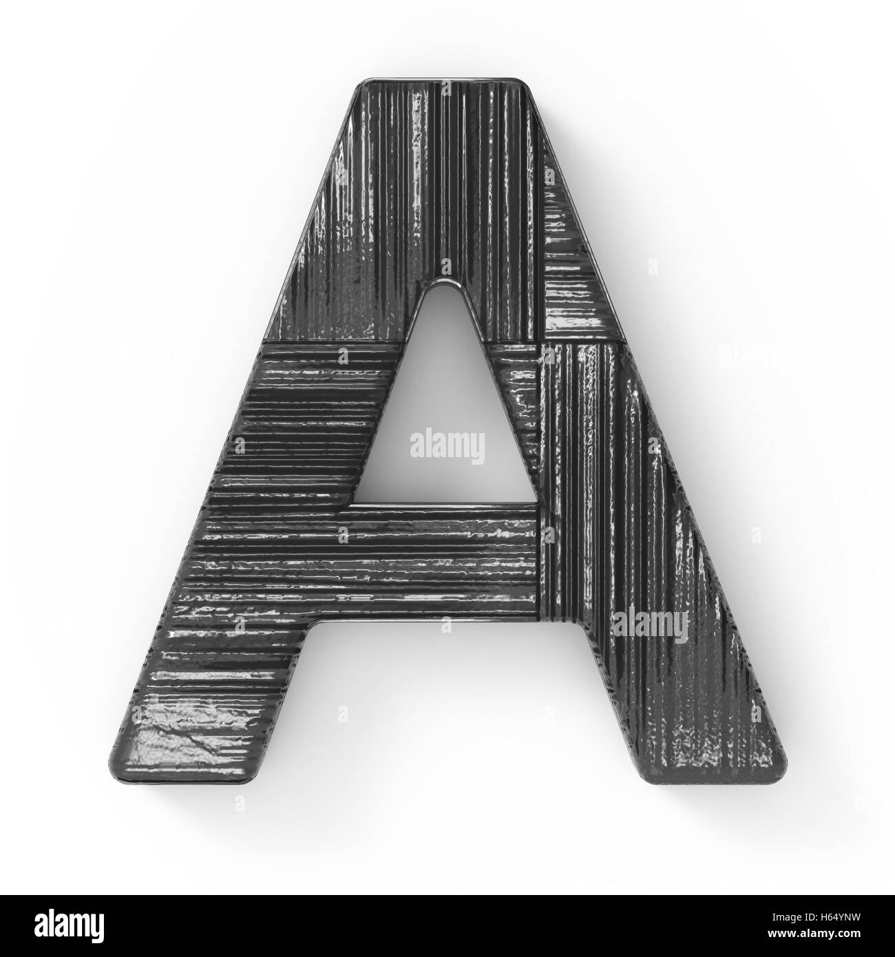 3D rendering nero lettera in legno a isolato sfondo bianco Foto Stock