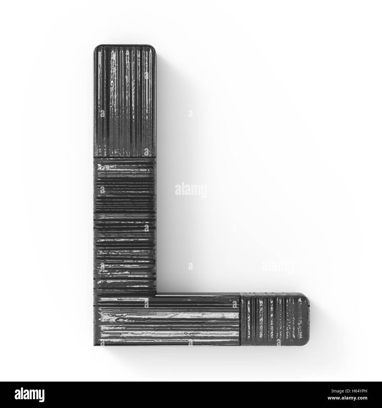3D rendering di legno nero, lettera L isolato sfondo bianco Foto Stock