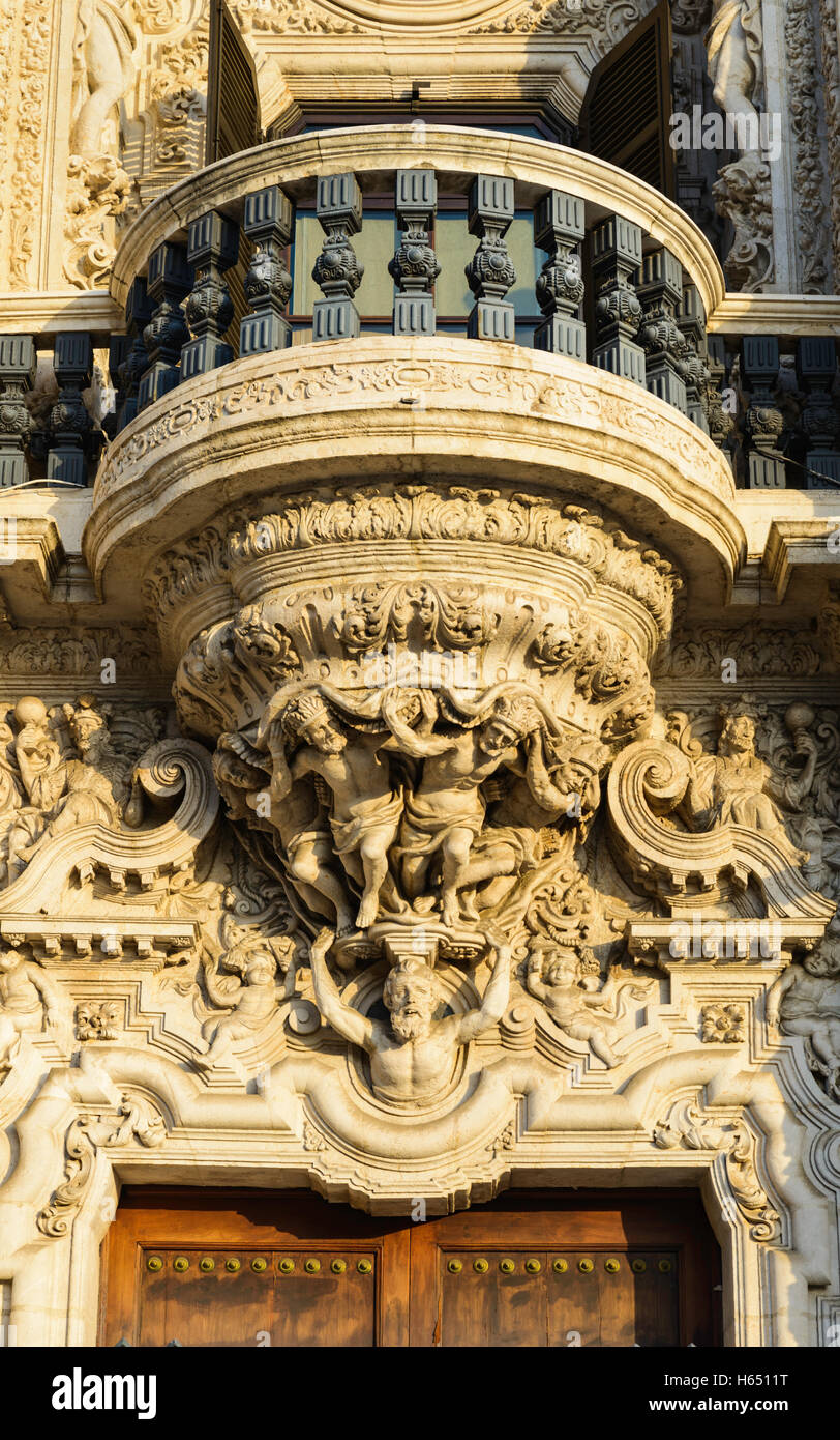 Dettaglio del portale di San Telmo Palace, il quartier generale della Junta de Andalucía, Siviglia Andalusia Spagna Foto Stock