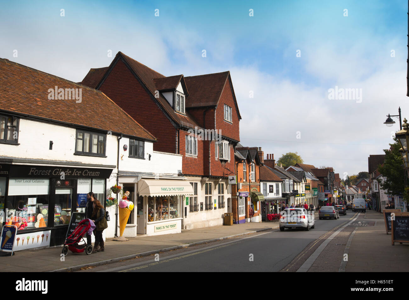 Lyndhurst, grande villaggio e parrocchia civile situato nel New Forest National Park in Hampshire, Inghilterra, Regno Unito Foto Stock