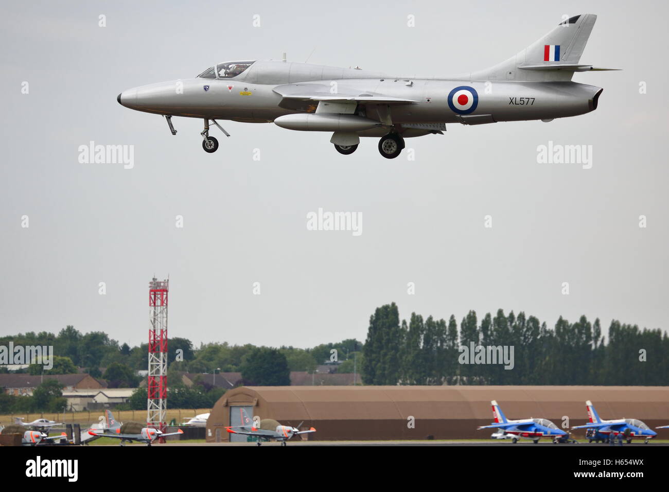 Hawker Hunter T.7 XL577 fatto una comparsa al RIAT 2014 a RAF Fairford, REGNO UNITO Foto Stock