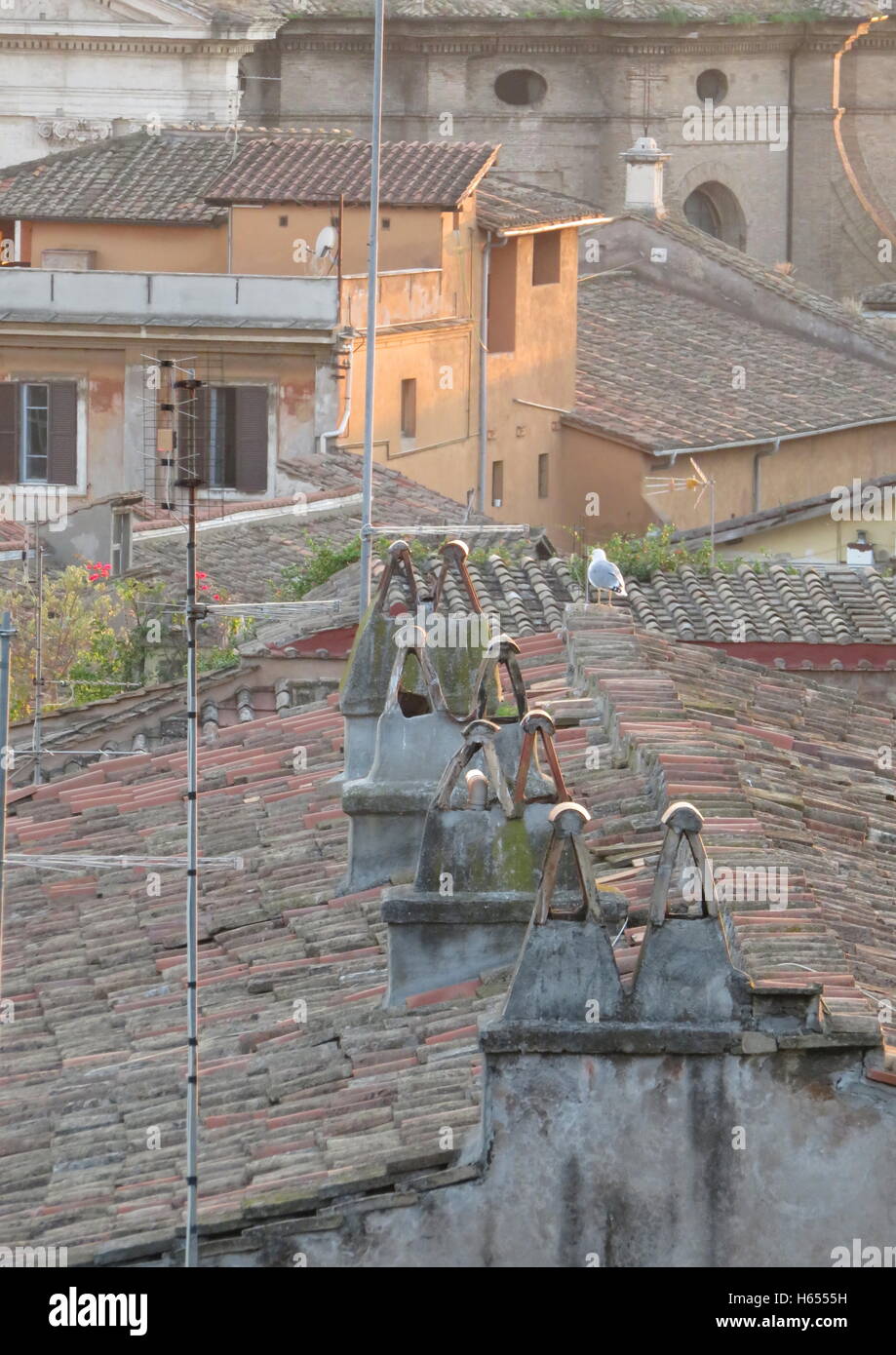 Vista dei tetti di Roma da Piazza Napoleone Foto Stock