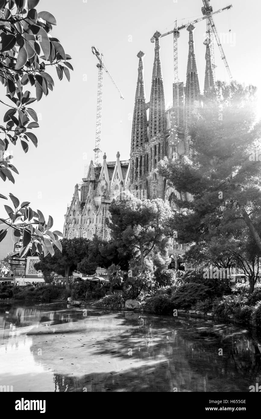 Basílica i Temple Expiatori de la Sagrada Família è una delle icone principali di Barcellona proiettata per essere finiti in 2016 Foto Stock