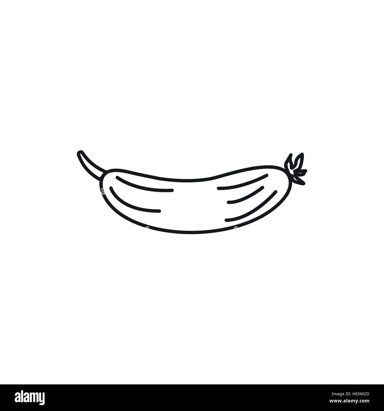 Cetriolo fresco, l'icona di stile di contorno Illustrazione Vettoriale