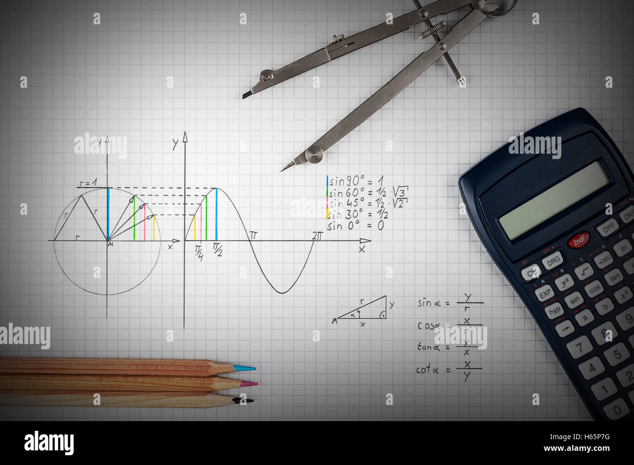 Funzione sinusoidale - Concetto di matematica Foto Stock