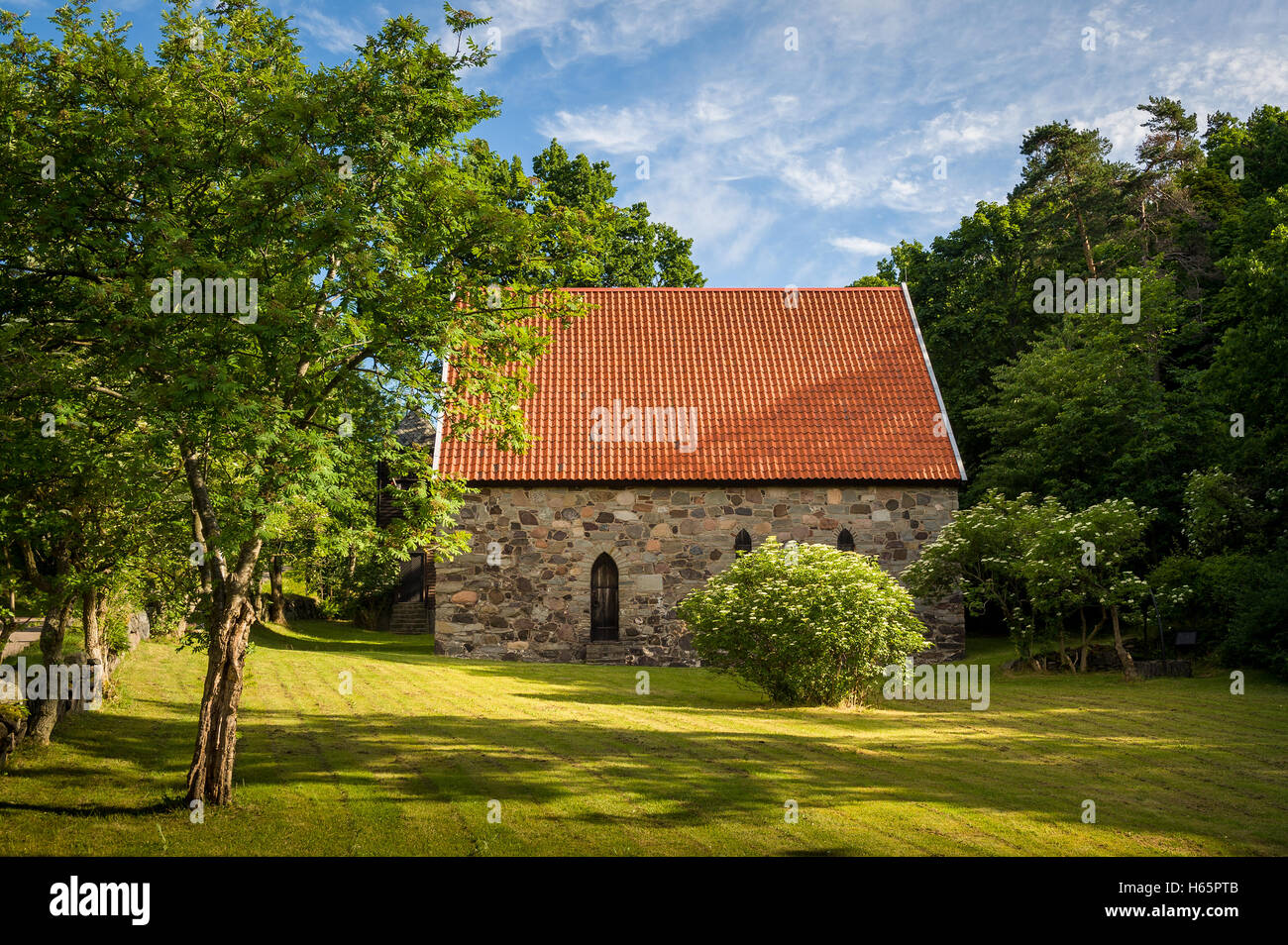 Lovoy kapell - cappella medievale in Norvegia village Foto Stock