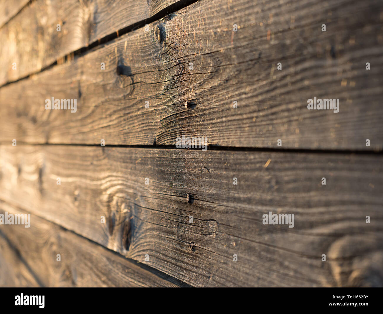 Vecchio weathered tavole di legno, la profondità di campo Foto Stock